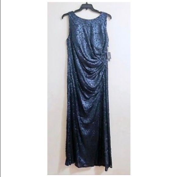 NWT ADRIANNA PAPELL SEQUIN COWL BACK GOWN Sz:16W - Picture 4 of 5
